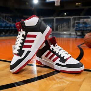 Adidas Rapid Court Mid Top Men’s 13 Basketball Sneaker JR3160 Red White Black